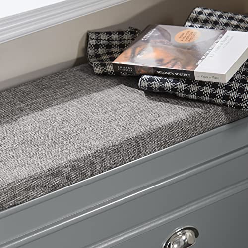 Haotian Grey Hallway Shoe Bench, Narrow Shoe Rack with Adjustable Shelf, Small Shoe Cabinet with 1 Flip-Drawer and Seat Cushion, FSR82-K-HG