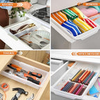 2 Pack Deep Drawer Organizer Bins, Adjustable Sliding Drawer Organizer Bin Expandable Tray for Kitchen Utensils, BBQ Tools, Towels, Durable Plastic Sliding for Easy Storage (12.4" to 18”) - size: 12.4" to 18”