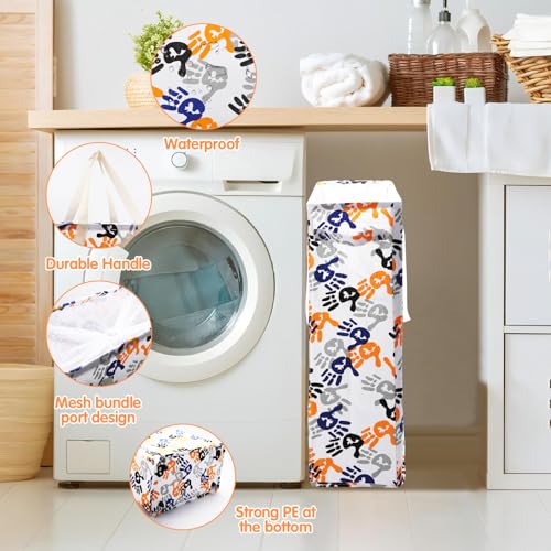 Odonata Slim Laundry Hamper Handles Collapsible Laundry Basket Thin Dirty Clothes Basket Narrow Laundry Bag Foldable Dirty Hamper 48L (Palm) - color: Palm