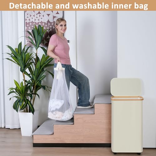iEGrow 75L Laundry Basket with Wheels,Clothes Hamper for Laundry,Laundry Hamper with Lid and Inner Bag, for Laundry Room, Bedroom, Dormitory Storage,Pink - color: Pink, size: 75L with Wheels