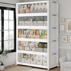 200Gal/800QT 5-Tiers Extra Large Stackable Storage Bins with Lid, Collapsible Cabinet Closet Organizer Plastic Container Box with Wheels Doors Drawers for Living Room Kitchen Office, White - size: 40Gal, style: 5Pack