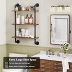 Merapi 24" Industrial Floating Shelves, Pipe Shelves for Wall, 3 Tier Rustic Wood Wall Shelves for Home Décor, Bedroom, Living Room, Bathroom… - style: 3 Tier