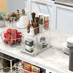 Simple Houseware 2 Tier Cabinet Wire Basket Drawer Organizer, White - color: White