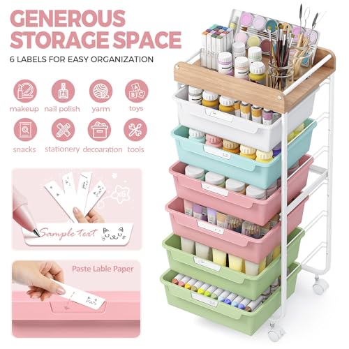 APEXCHASER Utility Cart with 6 Drawers,Rolling Storage Cart for Crafters Artists Kids Teacher Student Storage Arts Crafts & Sewing Study Supplies in Craft Room Dorm Classroom Kids Room-Colorful - color: Colorful, size: 6-Drawers