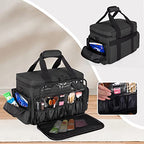 BAFASO Large Makeup Bag with 2 Removable Pouches and Detachable Dividers, Multifunctional Cosmetic Bag to Keep Makeup and Hair Supplies (Patent Pending), Black - color: Black
