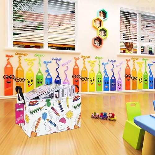 Rectangular Storage Basket Fabric Organizer Bin for Toys,Books,Clothes,Gifts,Pets-Perfect for Home,Office,Nursery,Dorm,Shelf(Rec-colored pencil ) - color: Rec-colored pencil