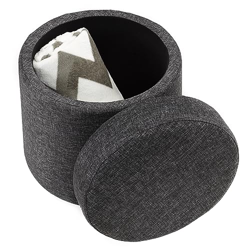 Seville Classics Cushioned Fabric Ottoman Hidden Storage Chest Footrest Chair, Padded Seat for Bedroom, Dorm, Loft, Living Room, Entryway, Hallway, Modern Gray, 15.6" Wobble - color: Modern Gray, size: 17.3"D x 17.3"W x 17.9"H