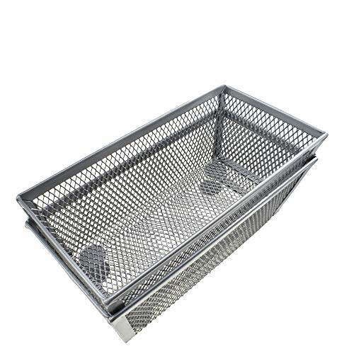 HAHIYO Stackable Mesh Tray Cup 6 x 3 x 2 inches Sturdy Container for Desk Drawer Organizer Collection for Home Office School kitchen Soft Foam Feet No Sharp Edges 2 Pack Silver - color: Silver, size: 6 x 3 x 2 inches-2P