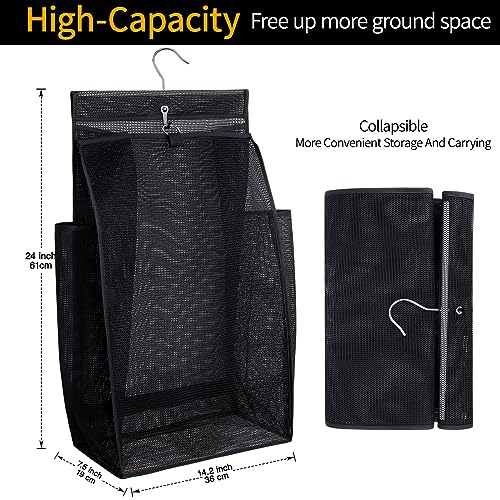 Hanging Collapsible Breathable Mesh Laundry Hamper,Fast Drying Portable Space Saving Storage Bag,Rv Laundry Hamper,Applied to College Dorm Rooms, Gym, Swimming and RV Travel (Black) - color: Black