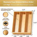 Umilife Bamboo Kitchen Utensils Organizer, 13 Inch Drawer Dividers for Silverware, Extra Deep Holder, with Non-Slip Feet, Wood Caddy for Flatware Cutlery - size: 13 x 17 inch (3 Slots)