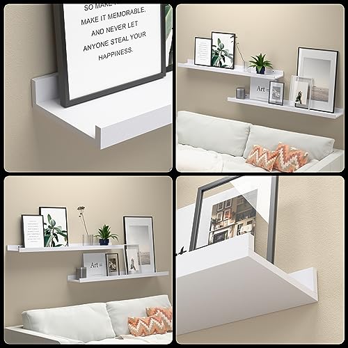 Boswillon 36 Inches Long Floating Shelves Wall Mounted,2 Set Modern White Shelf for Bedroom,Nursery Book with Lip,Picture Ledge Decor Living Room Bathroom Kitchen-White,35.4 In - color: White, size: 35.4 In