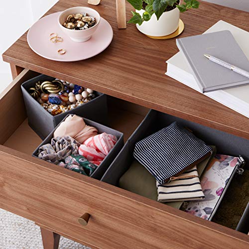 Amazon Basics Collapsible Cloth Drawer Organizer Boxes for Socks, Underwear and Baby Clothes, Storage Bins, Gray, Set of 6 - size: Set of 6