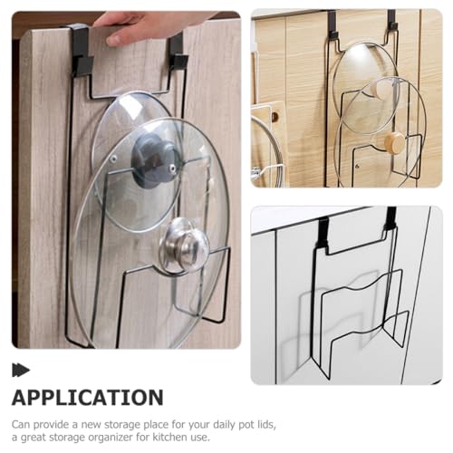 Ciieeo Kitchen Cabinet Door Hanging Pot Lid Organizer 3-Tier Iron Storage Rack 12.12X8.07X3.22 Inch Hanging Lid Holder for Pots and Cutting Boards Easy Kitchen Organization