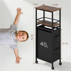 Slim Laundry Hamper with Shelf,40L Rolling Laundry Basket with Wheels,Laundry Sorter with Side Pockets and Removable Bags for Samll Space,Laundry Room,Bedroom,Bathroom