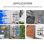 LOMEVE Mop And Broom Holder Wall Mount, Mop Holder, Garage Storage Garden Kitchen Tool Organizer Wall Hanger for Home Goods (4 Positions with 8 Hooks, Black)