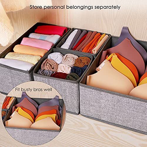 Criusia Foldable Underwear Drawer Organizer, Closet Dividers, Storage Box for Clothes, Socks (6 Bins, Gray) - color: A-Grey, size: 6 Pack