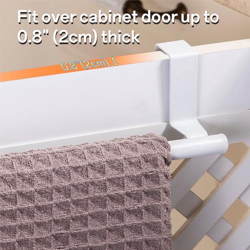 Cabinet Door Towel Holder, Over Cabinet Towel Bar, Stainless Steel Dish Towel Holder for Cabinet Door Kicthen Towel Rack, White 2 Pack - color: White