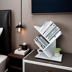 Godferyxin Tree Bookshelf, 3-Tier Small Bookcase for Desk – Wood Small Bookshelf with Storage Shelves, Mini Bookcase for Bedroom, Office, White Bookshelf, CDs, Magazines Desktop Book Tree - color: 3-tier-white
