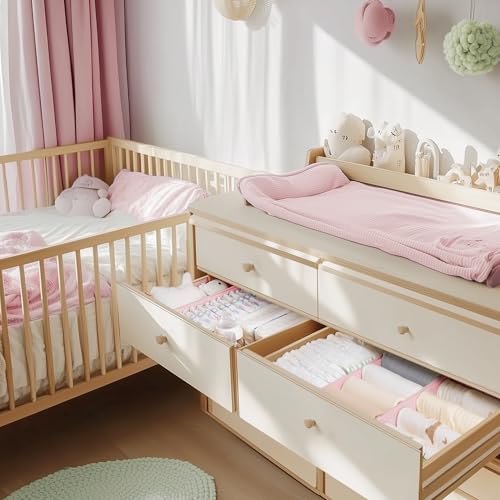Criusia Drawer Organizer Clothes, 10 Pack Dresser Organizer for Baby Clothes, Underwear, Sock- Foldable Closet Organization and Storage Dividers Bins for Nursery, Bedroom (Pink) - color: Pink, size: 10PACK