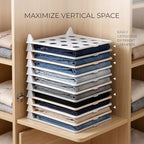 Space-Saving Stackable Clothing Organizer –Interlocking Shirt Folding Boards & Shelf Dividers,Keeps Lightweight Clothes Neat，Stackable Closet Organizer for Shirts, Jeans, T Shirt 5 Pack (Grey) - color: Grey