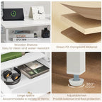Edbuosy 27 Inch Wide Night Stand with Charging Station, Wood Nightstand with Open Shelf, Large Drawer Bedside Table for Living Room/Bedroom/Office (White) - color: White, size: 1 Drawer