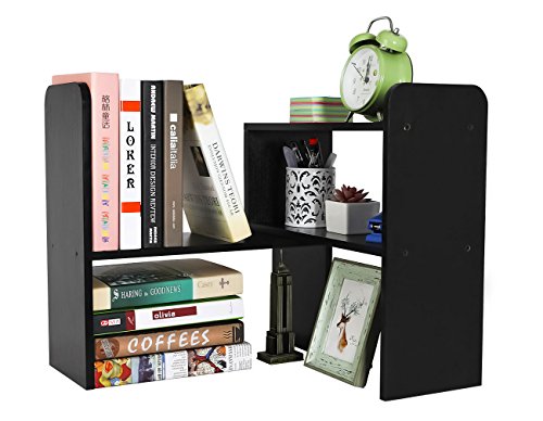 PAG Desk Organizer Desktop Shelf Adjustable Countertop Bookshelf Small Table Shelves Book Organizer Office Organization for Desk, Black - color: Black, size: Style 1