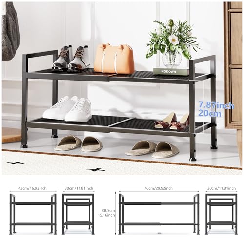 2 Tier Shoe Rack, Expandable Shoe Rack for Closet, Adjustable Shoe Organizer for Entryway, Shoe Storage Organizer for Door Entrance, Garage, Bedroom - size: 2-Tier