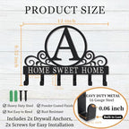 Metal Letter A Key Holder for Wall, Monogram Coat Rack Wall Mount, Key Hooks Perfect for Bathroom, Living Room, Kitchen, Office Ideal Wedding, Anniversary, Housewarming Gift (A) - style: A