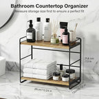 SRIWATANA 2 Pack Bathroom Counter Organizer, 2 Tier Countertop Organizers, Kitchen Counter Shelf Spice Rack Countertop Storage Wood Shelf - Carbonized Black
