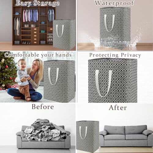 Waterproof Laundry Hamper Collapsible Laundry Basket Leather Handle Laundry Bag Large Clothes Storage Toy Organization for Bathroom Bedroom Laundryroom College Dorms (Pop-Up Laundry Hampers-004) - color: Pop-Up Laundry Hampers-004