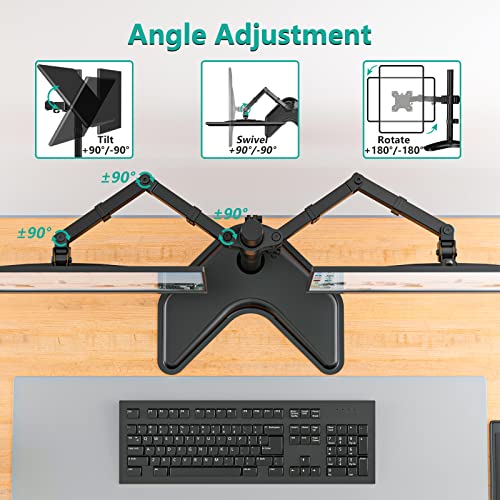 WALI Dual Monitor Stand for Desk, Monitor Stands for 2 Monitors up to 27 inch, Dual Monitors Mount Fits up to 22lbs, Free Standing Full Motion Dual Monitors Arm for Desk (MF002), Black - size: Dual, style: Free-Standing