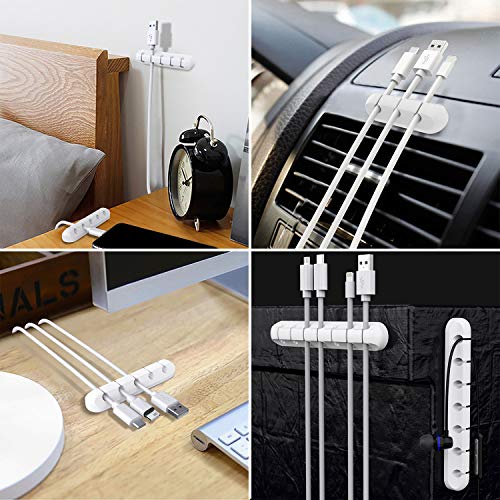 SOULWIT Cable Holder Clips, 3-Pack Cable Management Cord Organizer Clips Silicone Self Adhesive for Desktop USB Charging Cable Nightstand Power Cord Mouse Cable Wire PC Office Home - color: 357-slot-white, size: 753-Slot