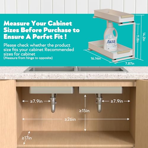 Under Sink Organizer, 2 Tiers Pull Out Bathroom Organizers and Storage, Slide Out Cabinet Organizer Shelf for Kitchen Bathroom, Multi-Purpose Collection Organizer Drawer Shelf (White, 2pcs) - color: White, size: 2pcs
