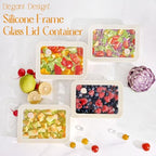 Urban Green Glass Food Container Set with Glass Lid, 4 Pack, Food Storage Containers Set, Airtight, LeakProof, 100% Plastic Free, Meal Prep Containers (White Color) - color: White Sand - 4P