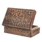 Ajuny Wooden Jewelry Box Tree of Life Carvings Travel Trinket Holder Storage Case Handmade Treasure Box Keepsake 8x5 Inch Multipurpose Organizer Unique Gifts for Men & Women - style: Center Small Tree