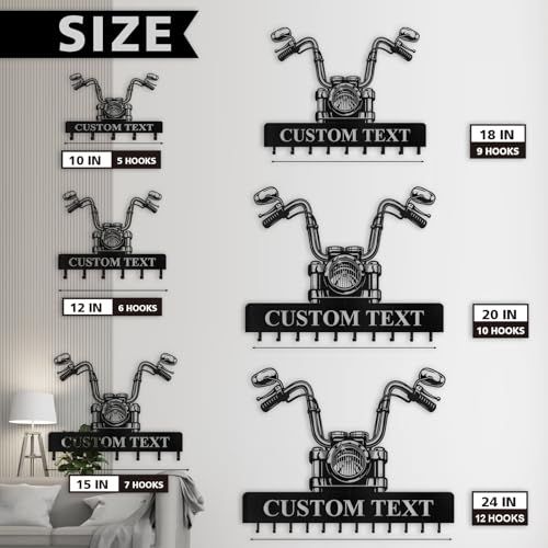 Personalized Key Rack Wall Mount - Custom Motorcycle Key Holder for Wall, Coat Rack Organizer, Jacket Holder, Key Hanger Wall Decor for Garage Entryway Office, Gift for Motorcycle Lovers - color: Color09 Motorcycle