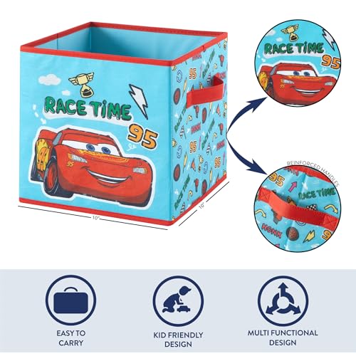Disney Cars Storage Cubes, Set of 2 Durable 10"x10"x10" Fabric Bins with Handles, Lightning McQueen Organizer Boxes for Kids' Toys, Clothes & Room Décor - color: Cars