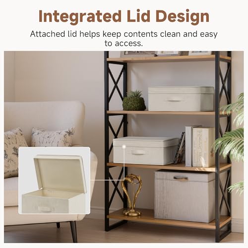 StorageWorks Closet Storage Bin with Lids, Decorative Storage Boxes with Handle, Fabric Storage Bins for Clothes, 15" x11¼x 6¼", Beige, 2-Pack - color: Beige, size: 15"L x 11¼"W x 6¼"H