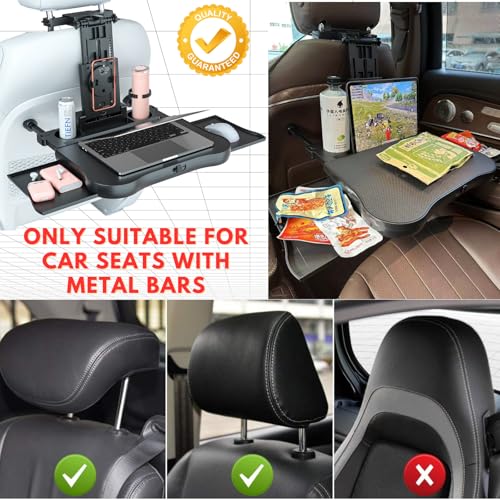 Large Foldable Backseat Tray Table, Car Laptop Desk with Cup Holder, Back Headrest Passenger Food Tray, Phone Tablet Holder, Multifunctional Travel Desk, Car Essentials for Kids & Long Road Trips - style: Car Seat Table Tray