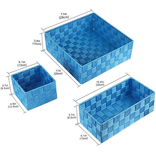 Posprica Woven Storage Baskets for Organizing, Small Black Baskets Cube Bin Container Tote Organizer Divider for Drawer, Closet, Shelf, Dresser, Set of 4(Navy) - color: Navy