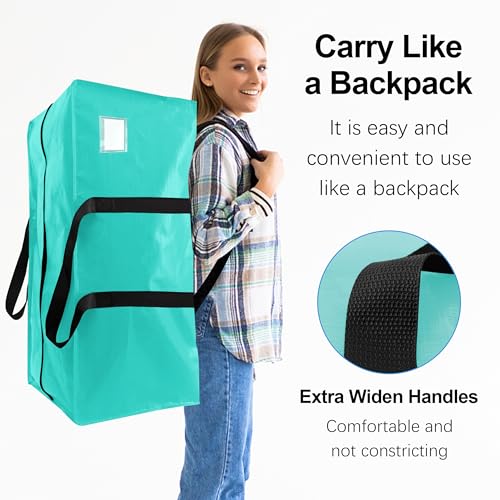 6 Pack Heavy Duty Extra Large Moving Bags W/Backpack Straps - Strong Handles & Zippers, Storage Totes For Space Saving, Fold Flat, Alternative to Box and Bin (40 gal, Aquamarine) - color: Aquamarine, size: 40 Gal - 6 Pack