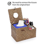 Sumnacon Tissue Box Cover Square Tissue Box Woven Seagrass Tissue Box Holder with Side Organizer, Rustic Tissue Holder for Living Room Bathroom Bedroom Kitchen Office Table Desk, Coffee - color: Coffee