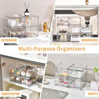 Stebopum 6 Pack Stackable Makeup Organizer, 4.4'' Tall Acrylic Bathroom Makeup Organizer and Storage Drawer with Pull-out Handle, Clear Plastic Storage Bins for Vanity,Pantry,Desk,Undersink,Kitchen - style: 6pack Small