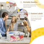 Bfttlity Dog Toy Basket - Large Dog Toy Box with Handles and Label Position Design for Living Room, Metal Dog Toy Bin Storage for Dogs Chew Pets Toys, Blankets, Clothes, Food (White) - color: Large White