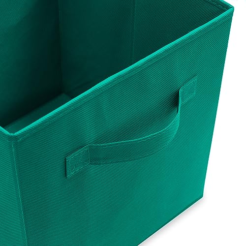 Casafield Set of 6 Collapsible Fabric Cube Storage Bins, Teal - 11" Foldable Cloth Baskets for Shelves, Cubby Organizers & More - color: Teal, size: 10.5" x 10.5" x 11"