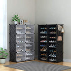 HOMIDEC Shoe Rack, 8 Tier Shoe Storage Cabinet 32 Pair Plastic Shoe Shelves Organizer for Closet Hallway Bedroom Entryway - color: Black, style: 2 by 8