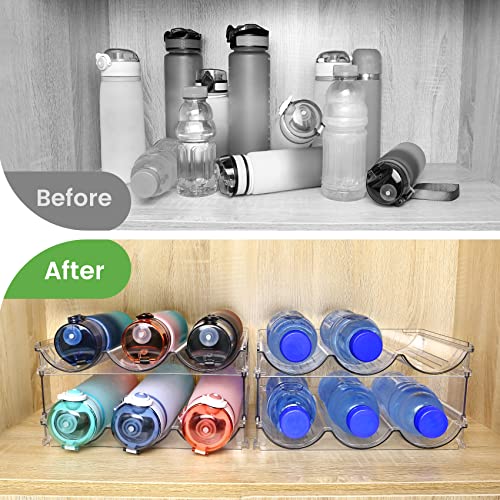 spospo Water Bottle Organizer for Cabinet, Water Bottle Storage Organizer, 2 Packs Water Bottle Storage Rack, Water Bottle Holder for Cabinet, Stackable Water Bottle Storage Rack - size: 2 Pack