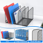 TOPCJ 5 Sections Desk File Holder/Rack/Sorter,Mesh File Organizer,File Folder Organizer,Metal Upright Desktop Organization for Documents,Magazine,Kitchenware,Antiskid,Antirust,Sturdy,2 Packs - style: 2 Packs