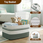 75L Large Blanket Basket, 22"x17"x12"Rectangle Cotton Rope Woven Storage Basket with Handles, Laundry Hamper for Living Room, Nursery, Bedroom - Chemical-Free, Kid & Pet Safe - Sage Green - color: Sage Green/White