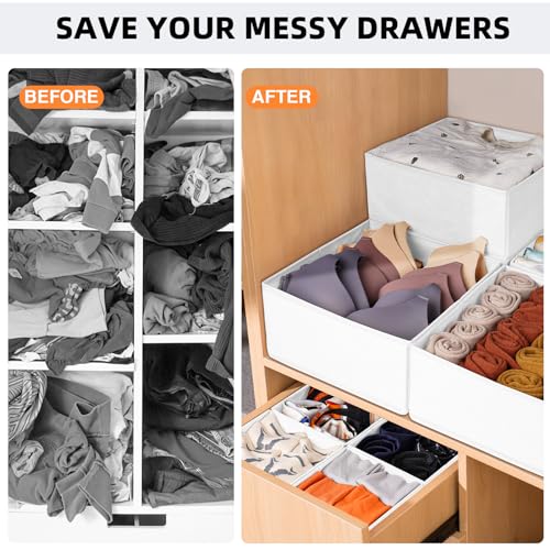Criusia Closet Drawer Organizer Clothes, 15 Pack White Dresser Organizer for Baby Clothes, Fabric Drawer Dividers for Nursery Bedroom - color: White